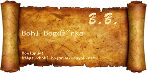 Bohl Bogárka névjegykártya